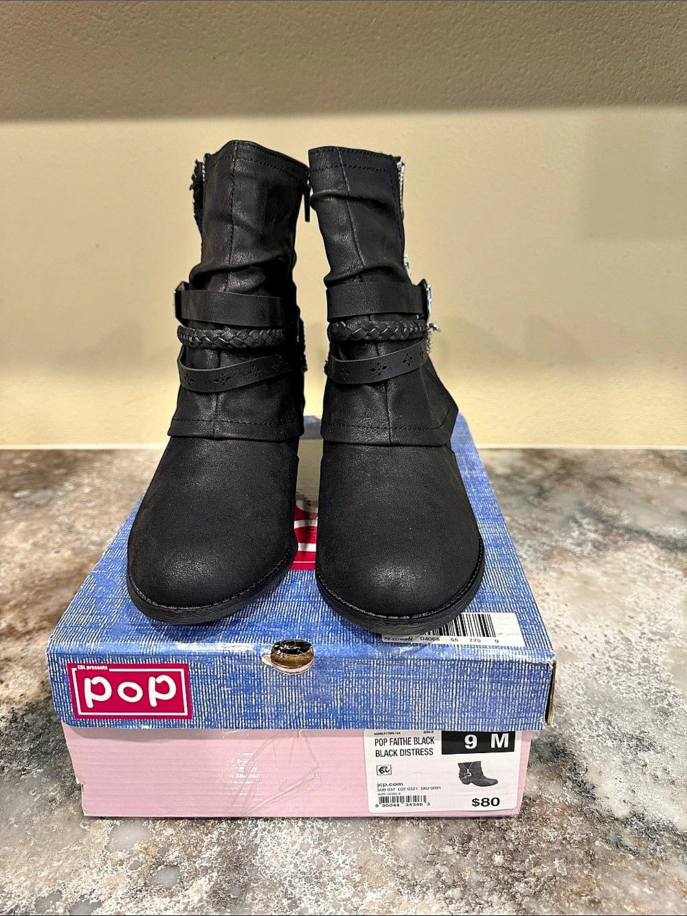 Pop Faithey Black Ankle Boots US 9 M